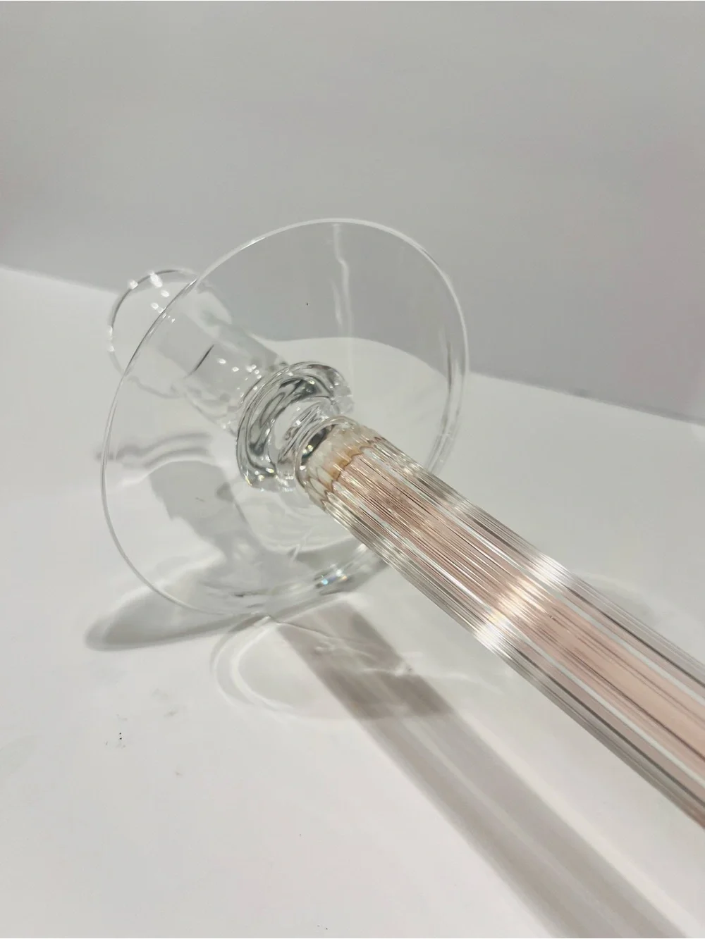 Vtg IVV  Italy Tall Postmodern Vetraria Valdarnese 2 Pink Glass Candle Holders